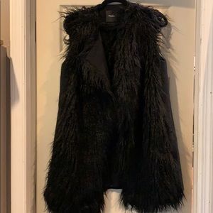 Theory Black Faux Fur Vest